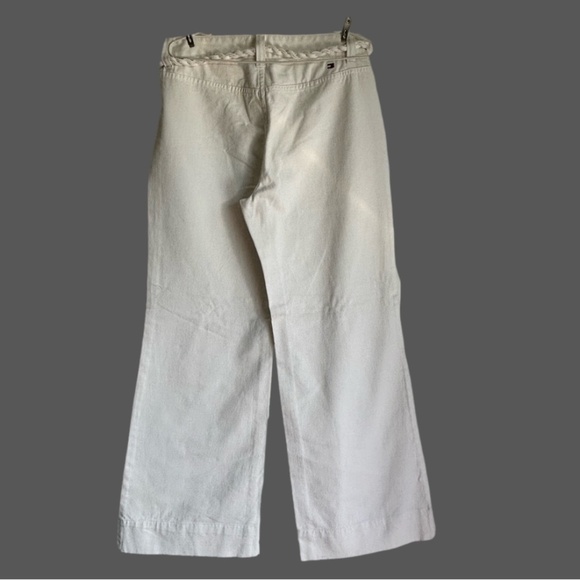 NWT Vintage 2003 Tommy Hilfiger bleached white clean front wide leg jeans 10 - Picture 2 of 14